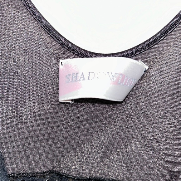 shadow line SEXY old Hollywood Glamour black STUNNING lace slip dress vintage M - Picture 2 of 3